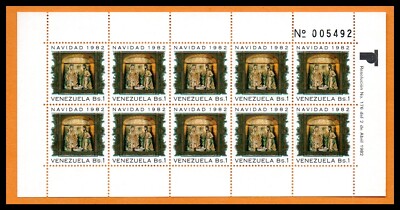 Venezuela Stamp 1982 Scott 1275 Sheet 10 Christmas (Navidad 1982)