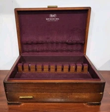 1847 ROGERS BROS.  Wooden Storage Chest Only  w/ Drawer  VINTAGE  17x11x6 inches
