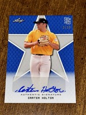 CARTER HOLTON 2020 Leaf Perfect Game BLUE AUTOGRAPH #3/10 VANDERBILT, BRAVES