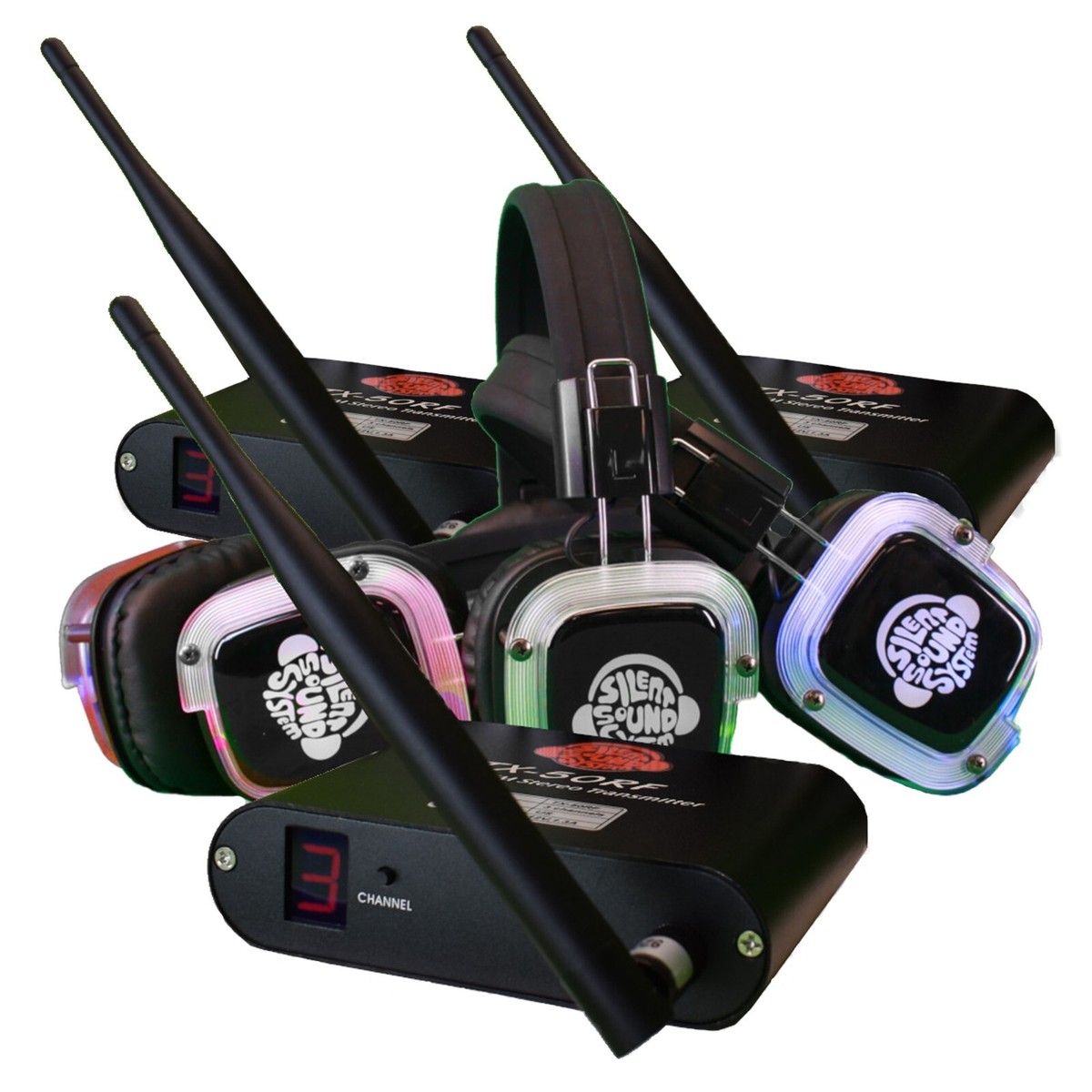 サイレントディスコ　ワイヤレスヘッドフォン20個セット　DJイベント　パーティー BEST Silent Disco Sound System Event Starter Package (25 HPs, 3