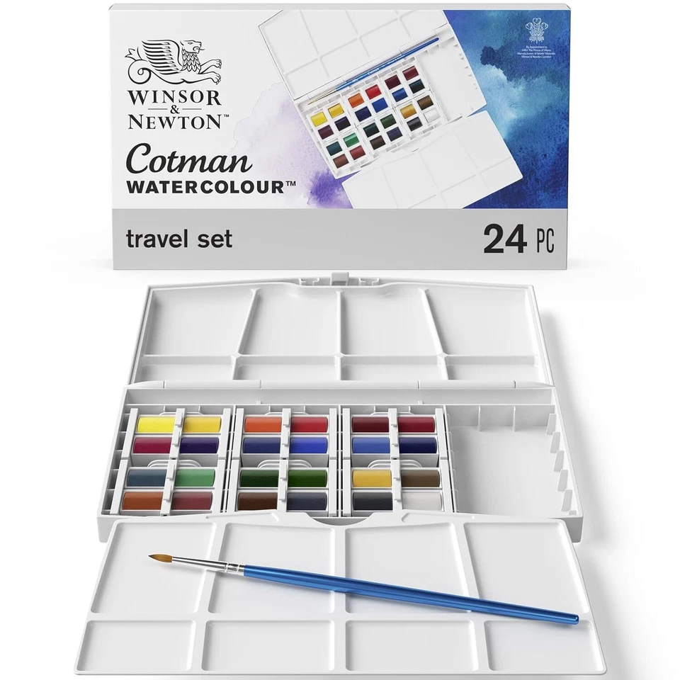 Winsor & Newton Cotman Watercolour Travel Set w/ Brush NEW SEALED 13 Pieces - Image 3 of 4