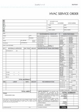 3 Part HVAC Invoice Repair Detail Form, Brand New