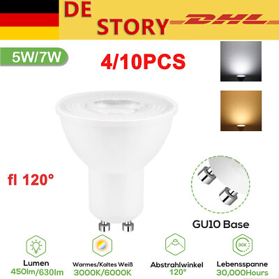 4/10X Spectrum LED Lampe Reflektor GU10 Warmweiß Kaltweiß 3000K/6000K flood 120°