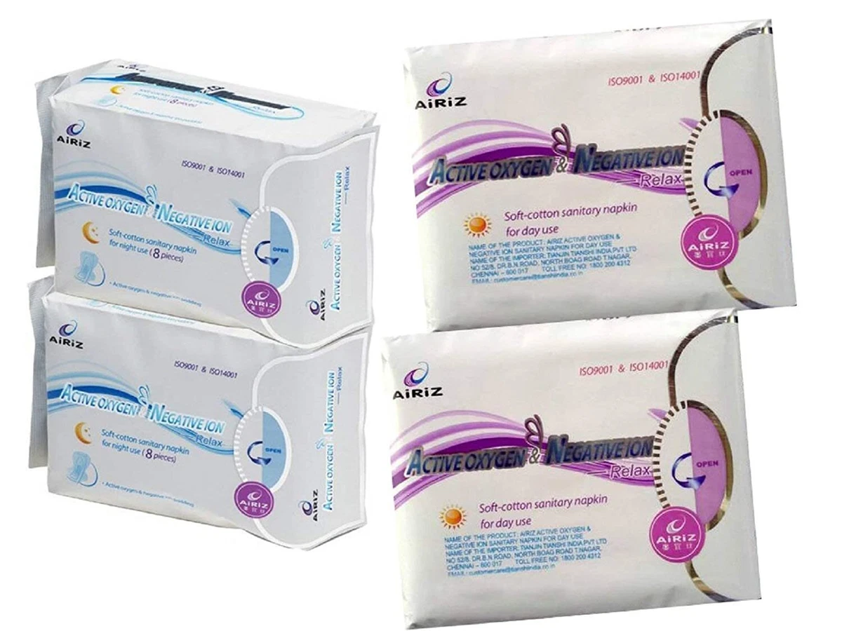 Airiz Active Soft Cotton Sanitary Pads for Day and Night Use 36pes Pack of 4
