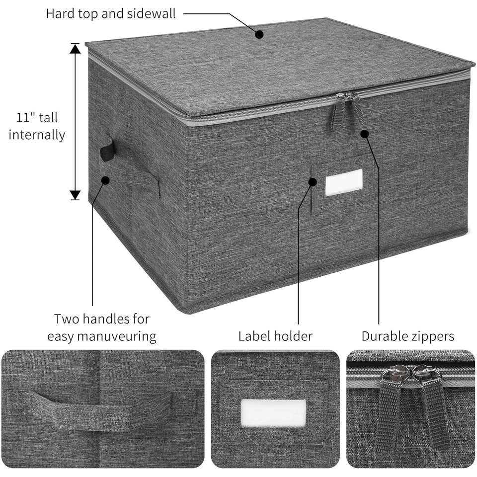 Estuches de almacenamiento de vajilla caja de almacenamiento de copa de vino para 12 vasos gris duro Foto 2 de 4