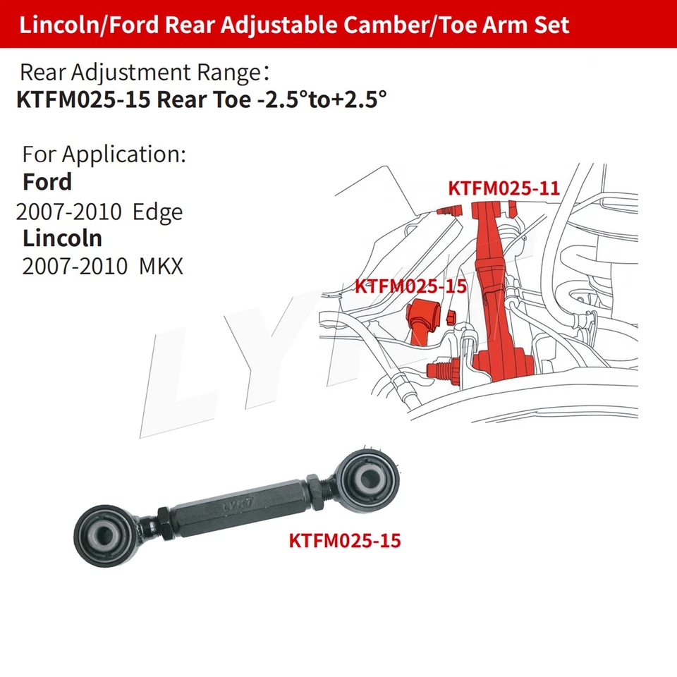 LYKT 4pcs Rear Adjustable Camber&Toe Arms Kit for Ford Edge、Lincoln MKX 07-10 - Image 3 of 4