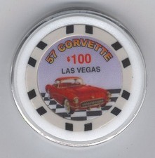 1957 Chevy Corvette Poker Chip Card Guard Casino Vegas