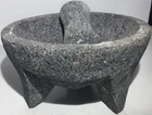 Molcajete Mexican Piedra Negra Black Stone Lava Mortar&Pestle Guacamole Maker 8"
