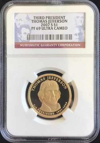2007-S $1 Thomas Jefferson $1 NGC PF 69 Ultra Cameo - PERFECT SLAB