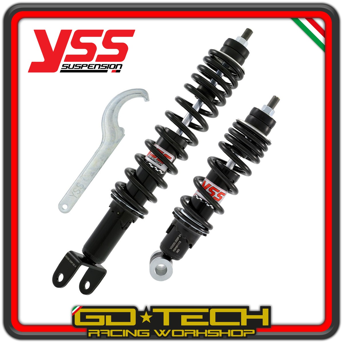 Kit Ammortizzatori YSS Regolabili Per Vespa 50 Special - Molla Nera, Anteriore E Posteriore - Foto 6