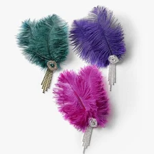 SweetV Flapper Girl Ostrich Feather & Rhinestone Headpiece
