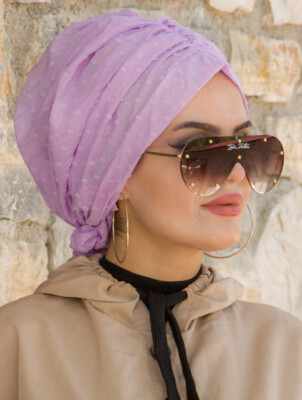 Mütze Fertig Kopftuch Instant Hijab Kopfbedeckung Lila WickelKopftuch Bone