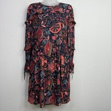 LOFT Dress Womens Size 2 Floral Tiered Dark Romantic Fairygoth Boho Whimsical