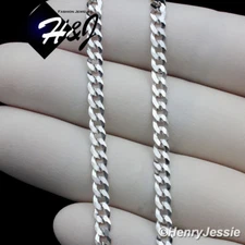 18"MEN WOMEN 925 STERLING SILVER 4MM FLAT CUBAN CURB LINK CHAIN NECKLACE*SN16