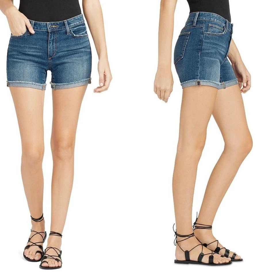 Womens Jorts Raw Hem Shorts 28 Blue Cuffed Denim Frayed Casual JOEs Jeans Y2K - Image 2 of 4
