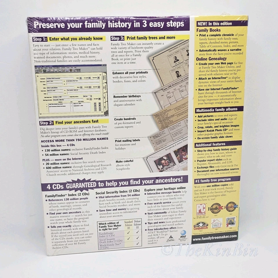 Family Tree Maker Standard Edition III Windows 95 3.1 CD-ROM Broderbund V4 Seald - Image 2 of 4