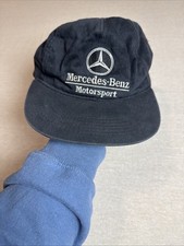 Vintage Mercedes Benz Motorsport Black Strapback Baseball Hat Cap OSFA