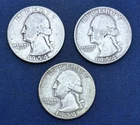 1954-P, 1954-D, 1954-S  Washington Silver Quarters,  3 coin lot