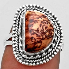 Natural Indian Paint Gemstone 925 Sterling Silver Ring s.7.5 Jewelry R-1447