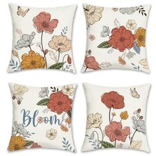 Throw Pillow Covers 18 x 18 Inch Colorful Butterflies Flowers Boho Floral