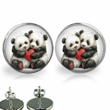 In Love Panda Bear Stud Earrings Hypoallergenic Valentine's Fashion Jewelry Gift