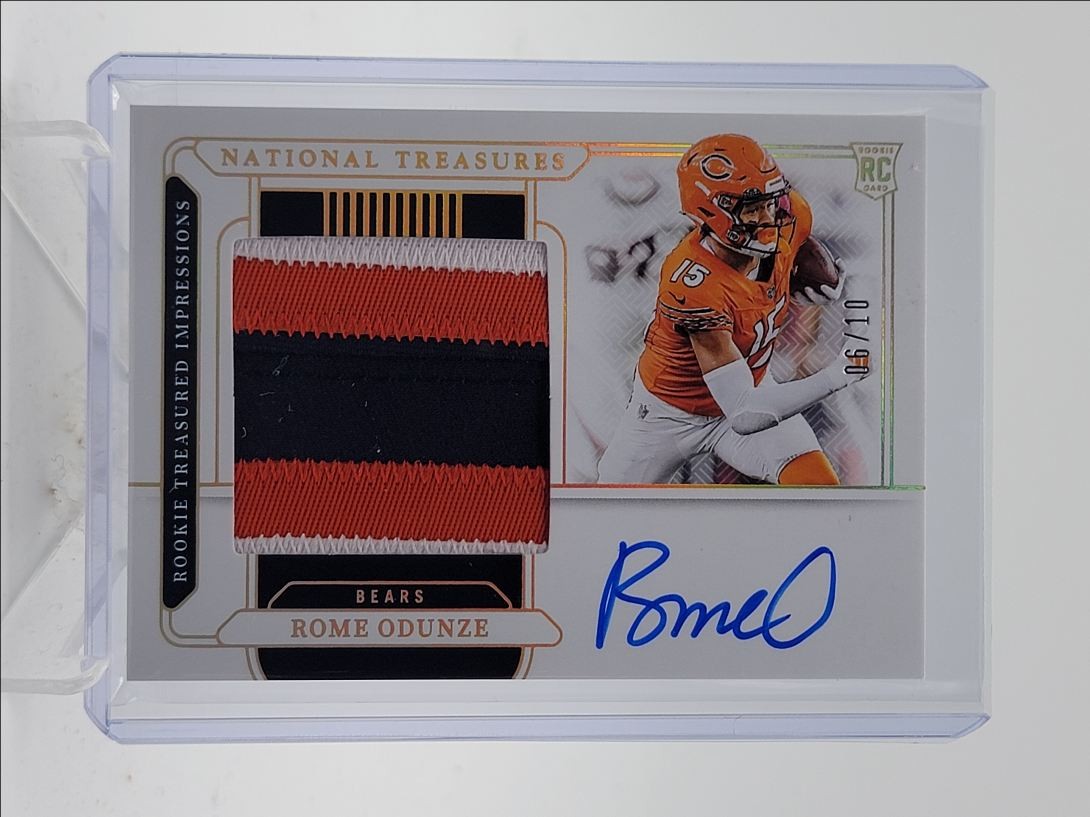 Rome Odunze Panini National Treasures Crossover Rookie Patch Autographs #ROE Holo Silver
