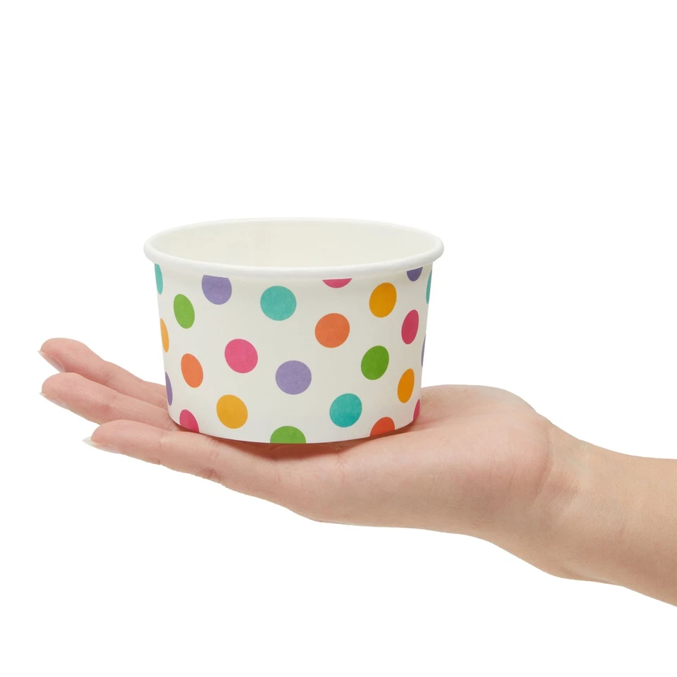 Paquete de 50 tazas de helado de lunares, cuencos desechables de postre congelado, 8 oz Foto 4 de 4