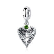 Guardian Angel Wing Dangle Charm May Birthstone Bead for European Bracelet Neckl