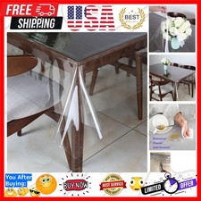 Clear Vinyl Tablecloth Protector Waterproof/Oil-Proof Plastic Rectangle Trans...