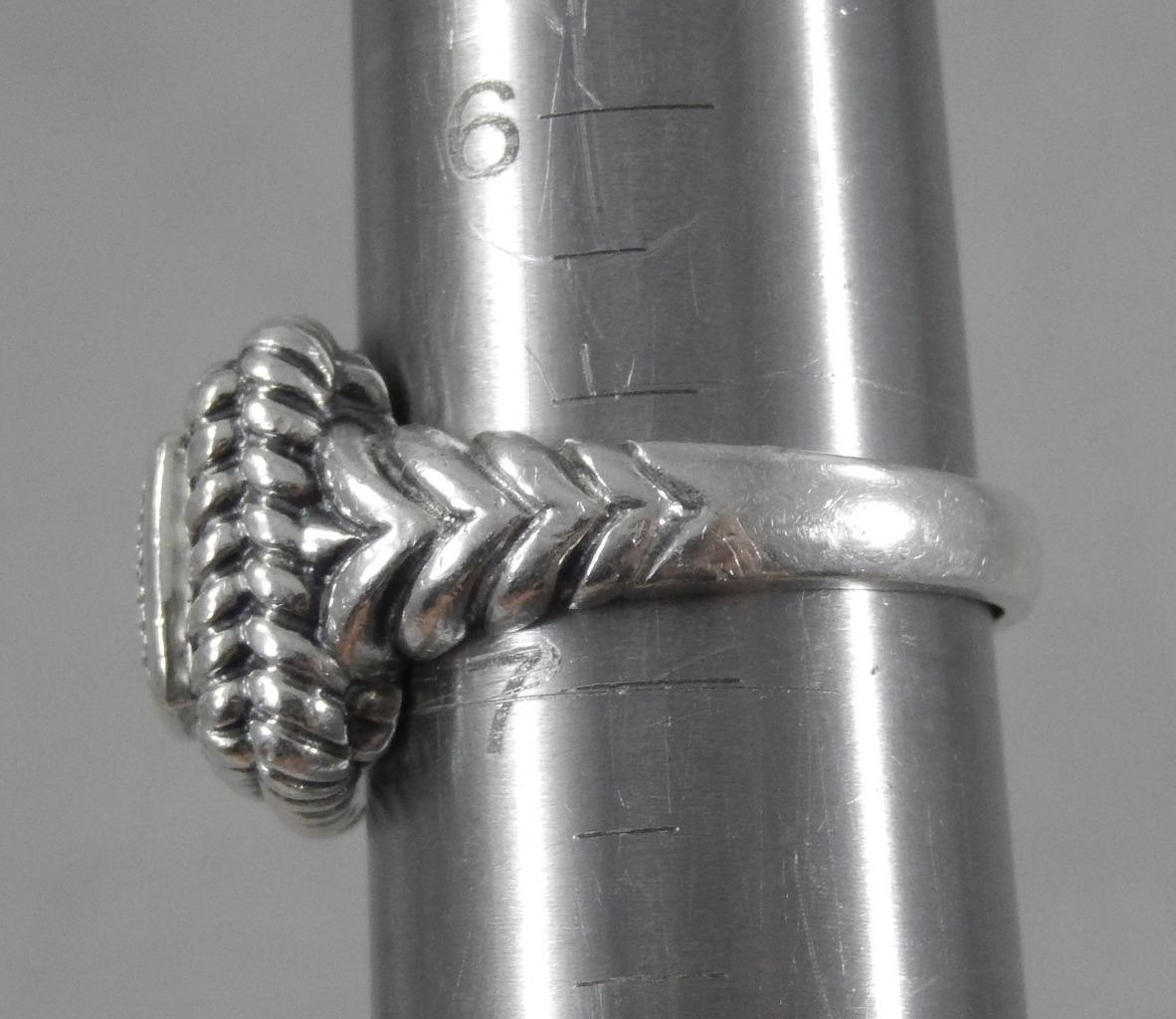 Solid Sterling Silver Square Diamond Ring Size 6 … - image 3