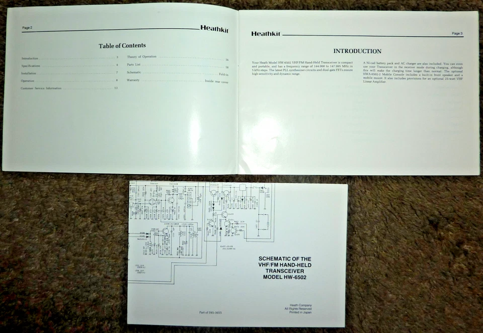 Heathkit HW-6502 VHF/FM Hand-Held Transceiver Manual OEM - Image 2 of 2