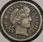 Silver Dime - Barber - 1916 (Sharper detail cull)