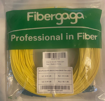 FIBER Jumper-OS2 -SC-SC-SX-2.0mm-G652D-75M-LSZH-FIBERGAGA-NEW