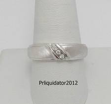 1/20CT MENS NATURAL DIAMOND WEDDING BAND BRIDAL RING 10K WHITE GOLD