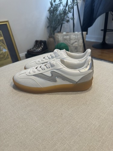 Steve Madden Girl Women's Giia Gum Sole Lace-Up Sneakers, White/Silver, 7, NWOT