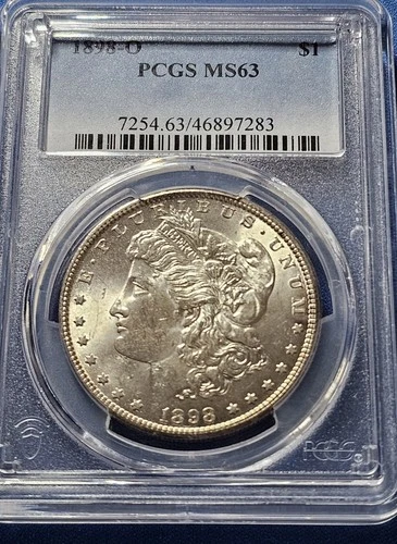1898 O PCGS MS 63 Morgan Silver Dollar. Nice White Coin!