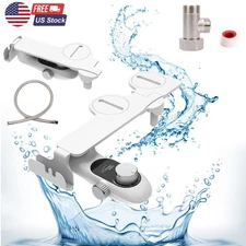 Bidet Fresh Water Spray Kit Non Electric Toilet Seat Attachment with Dual Nozzle