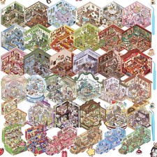 DIY 3D House Scene Stickers Cartoon Vinyl Scrapbook Craft Set 36 Pieces
