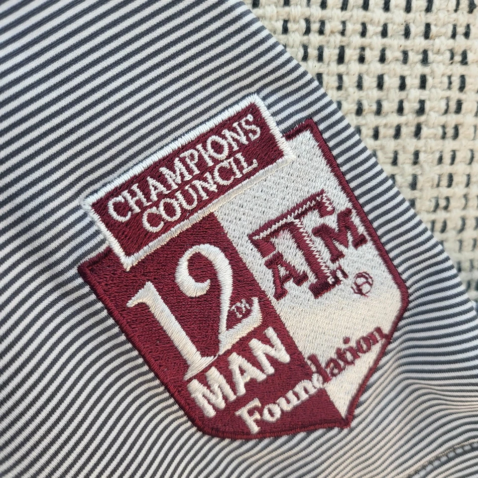 Texas A&M Aggies Shirt Mens Large Gray College Football Polo 12th Man Council - Image 3 of 4