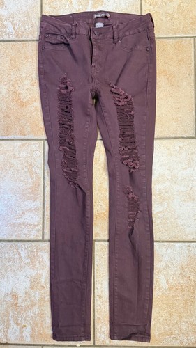 Vins Me Women's Plum Purple Distressed Skinny Jeans