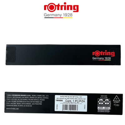 rOtring Rapid Pro Ballpoint Pen   Black Metal Body, Blue Ink, Medium Point   NEW