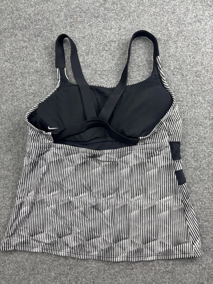 Nike Swim Tankini Top Womens XL Black White Stripe Mesh Crossback NESSB9244 - Image 4 of 4