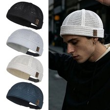 Men Breathable Quick Dry Mesh Skullcap Brimless Adjustable Docker Beanie Hat