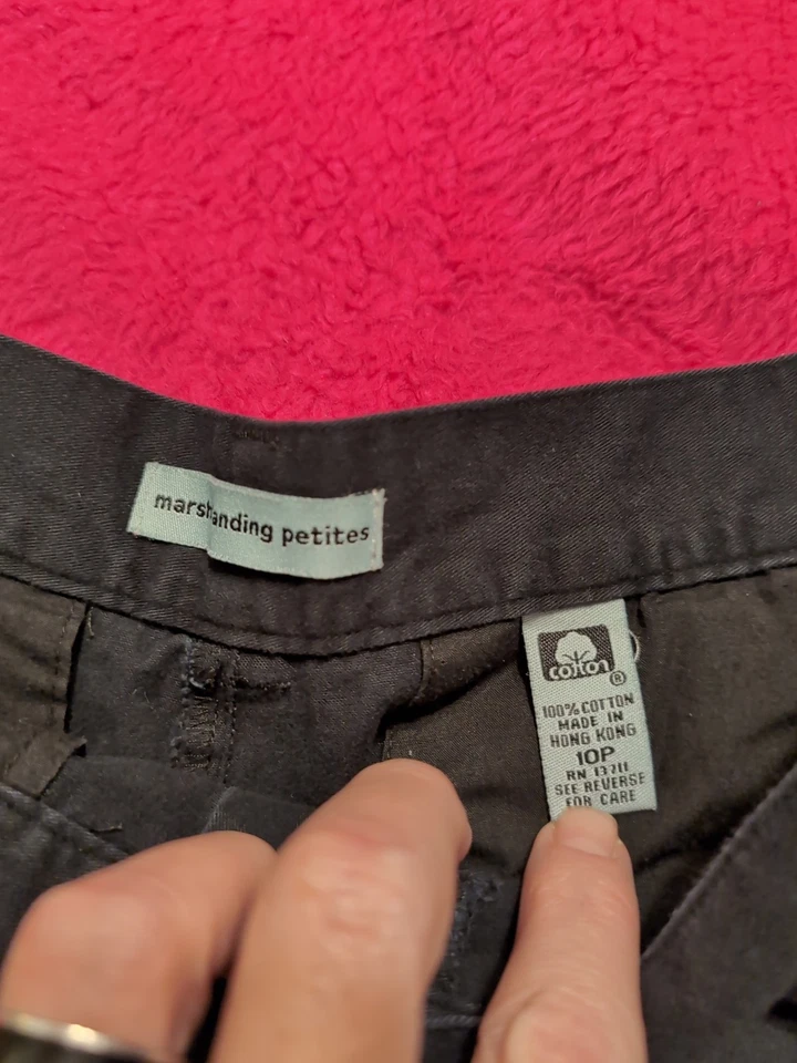 Vintage Marsh Landing Petites Black High Waist Pleated Cotton Shorts 10P - Imagem 4 de 4