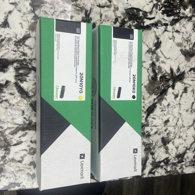 Genuine New Open Box Lexmark 20N1HK0 Black Toner Cartridge + NIB Yellow 20N10Y0