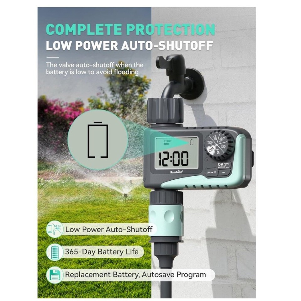 RAINPOINT Sprinkler Timer, Programmable Water Timer for Garden Hose ...