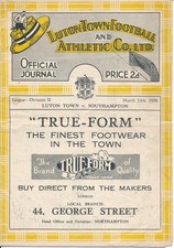 Luton Town v Southampton 1937/1938 - PRE-WAR football programme