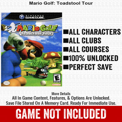 Mario Golf Toadstool Tour 100% Nintendo GameCube Memory Card Save CHEATS