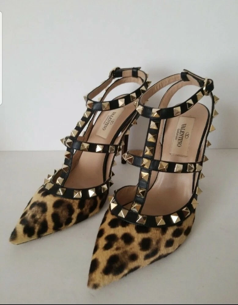 Pounding Galaxy gennemsnit Valentino Garavani Rockstud Leopard Shoes Size 5 1/2 EU Retail $1,495 | eBay