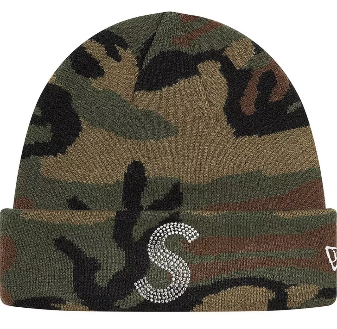 Casquette tricot camouflage logo Supreme New Era x Swarovski « S »